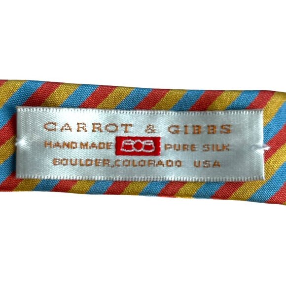 Carrot & Gibbs Silk Bowtie Rainbow Striped Colorful Maximalist Playful Artsy - Picture 6 of 6